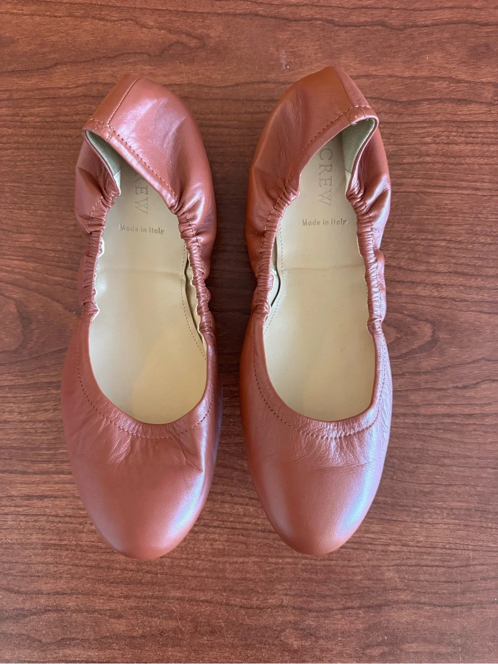 J.Crew Collection Made in Italy Leather Ballet Flats – Cognac Brown | Size 10